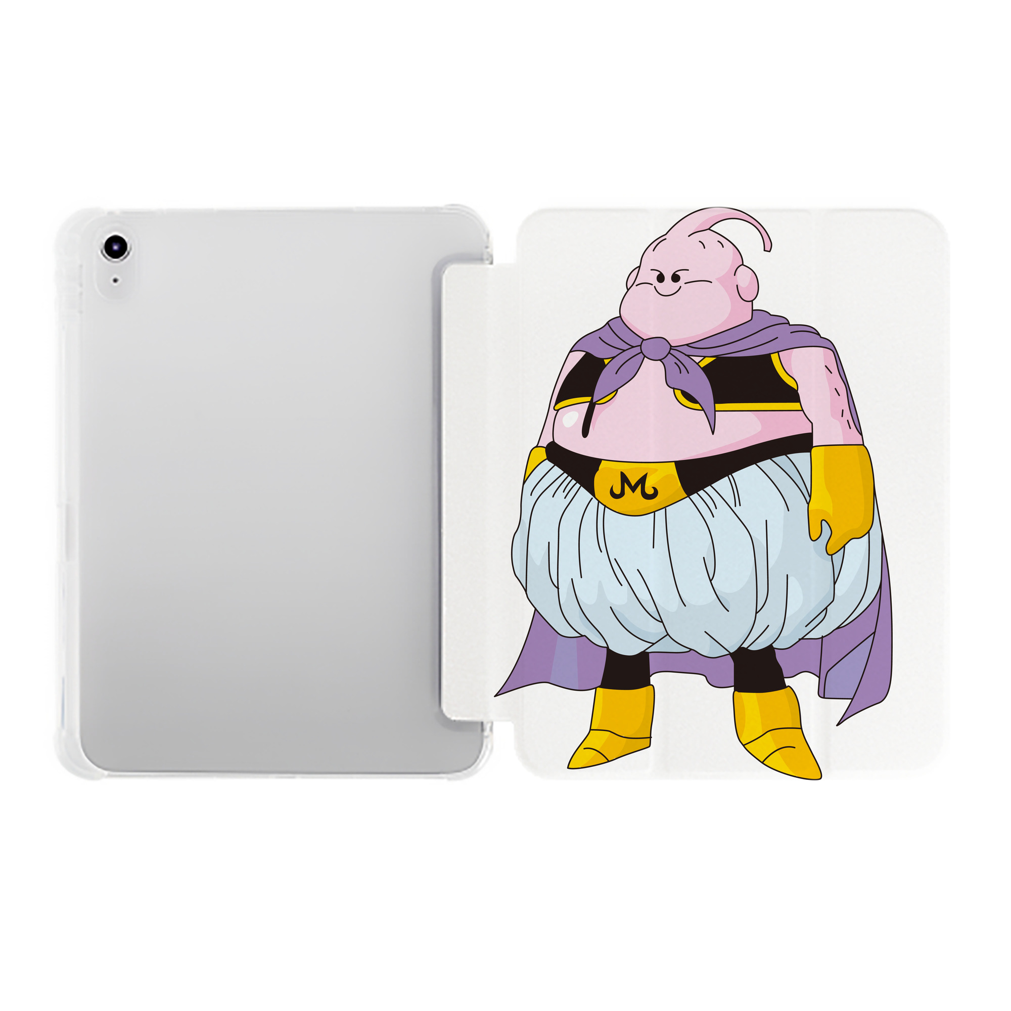 （画像用） ドラゴンボール 魔人ブウ DRAGON BALL Majin Buu IPad ケース ペン収納付き 三つ折りスタンド PUレザー×シリコン 対応機種9.5/10.5/10.9インチ
